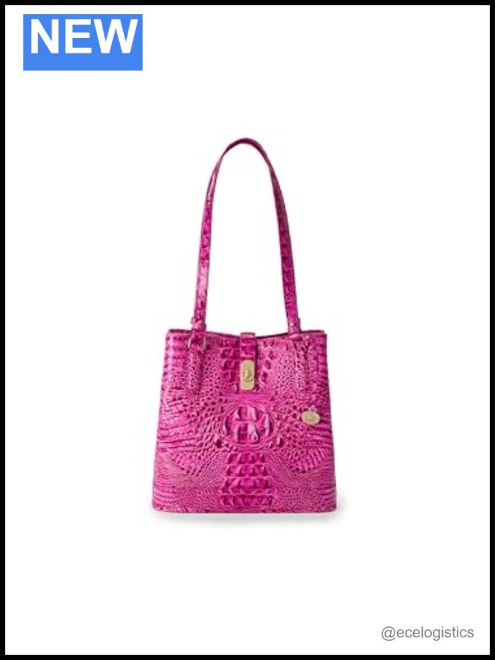 BRAHMIN Fiora Leather Satchel Handbag Turn-Lock Closure Adjustable Straps